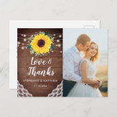 Zonnebloemenkant Bloemenbruiloft foto dank u Briefkaart (Voorkant / Achterkant)