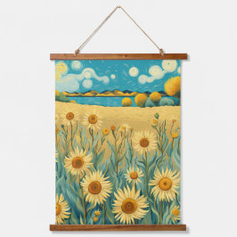 Zonnebloemenlandschap in Van Gogh Stijl Hangend Wandkleed