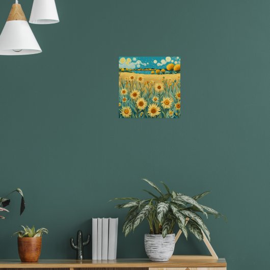 Zonnebloemenlandschap in Van Gogh Stijl Poster (Woonkamer 1)