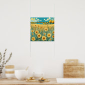 Zonnebloemenlandschap in Van Gogh Stijl Poster (Keuken)