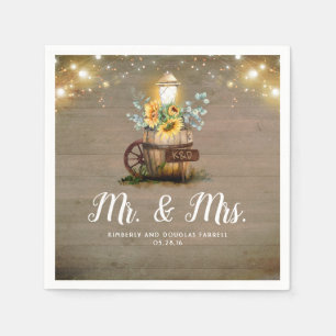 Zonnebloemenlantaarn rustiek land herfst bruiloft servet