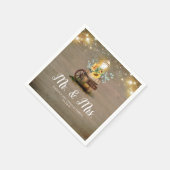 Zonnebloemenlantaarn rustiek land herfst bruiloft servet (Hoek)