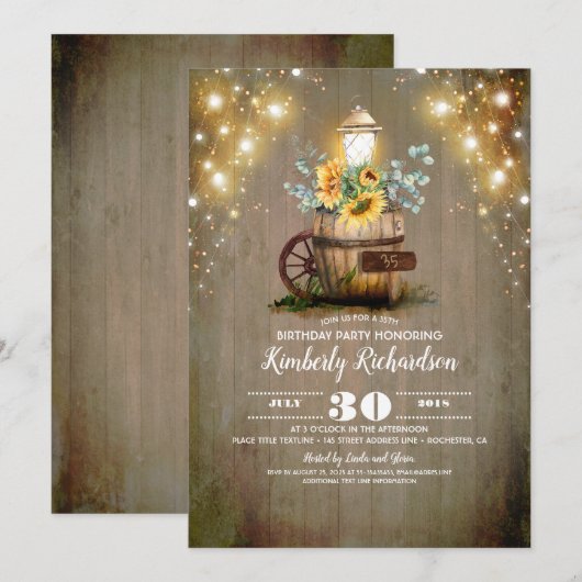 Zonnebloemenlantaarn rustieke bloemige Herfst Verj Kaart (Voorkant / Achterkant)