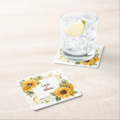 Zonnebloemenliefde: gepersonaliseerde bruiloft Ond Kartonnen Onderzetters (Insitu)