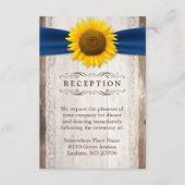 Zonnebloemenlint rustieke houten bruiloft receptie informatiekaartje (Voorkant)