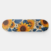 Zonnebloemenluchten: een stralend bloemkunstwerk persoonlijk skateboard (Horizontaal)