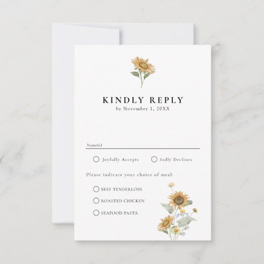 Zonnebloemenmaaltijden RSVP-kaart RSVP Kaartje (Voorkant)