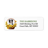 Zonnebloemenmand Australian Shepherd Dog Adres Etiket (Voorkant)