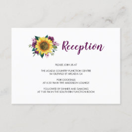Zonnebloemenpruim Rozen Bloemen Bruiloft Receptie Informatiekaartje