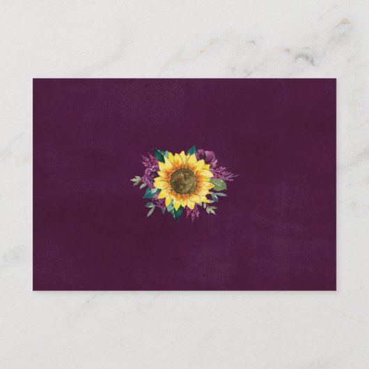 Zonnebloemenpruim Rozen Bloemen Bruiloft Receptie Informatiekaartje (Achterkant)