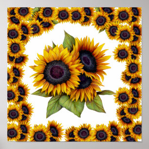 Zonnebloemenrand Poster