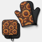 Zonnebloemenseizoen Ovenwant & Pannenlap Set (Voorkant / Achterkant)