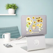 Zonnebloemenset van sticker (Laptop op bureau)