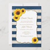 Zonnebloemenstrepen rustiek marineblauw Vrijgezell Kaart (Voorkant)