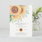 Zonnebloementeelt Baby shower Kaart (Staand voorkant)