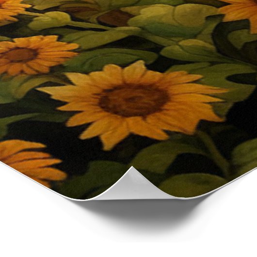 Zonnebloementuin 13 Vogelhuisjes Blauwe Vogels Poster (Hoek)