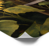 Zonnebloementuin 5 Vogelhuisjes Blauwe Vogels Poster (Hoek)