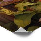 Zonnebloementuin 8 Vogelhuisjes Blauwe Vogels Poster (Hoek)