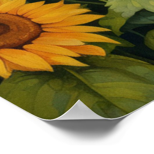 Zonnebloementuin 9 Vogelhuisjes Blauwe Vogels Poster (Hoek)