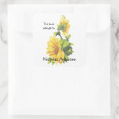 Zonnebloementuin Bloemenkunst Natuur Bookplate Vierkante Sticker (Tas)