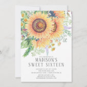Zonnebloementuin Bloementuin Sweet Sixteen Party Kaart (Voorkant)