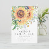Zonnebloementuin Bloementuin Sweet Sixteen Party Kaart (Staand voorkant)
