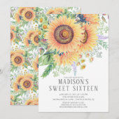 Zonnebloementuin Bloementuin Sweet Sixteen Party Kaart (Voorkant / Achterkant)