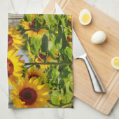 Zonnebloementuin met Monogram keukenhanddoek (Quarter Fold)