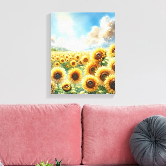 Zonnebloementuin - Sunflower Wall Art Canvas Afdruk (Insitu (Woonkamer))