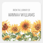 Zonnebloementuin uit de bibliotheek van Bookplate Vierkante Sticker (Voorkant)