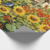 Zonnebloementuin Vogelhuisjes 1 Cadeaupapier (Hoek)