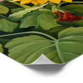 Zonnebloementuin Vogelhuisjes Blauwe Vogels Poster (Hoek)