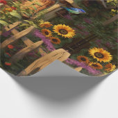 Zonnebloementuin Vogelhuisjes Cadeaupapier (Hoek)