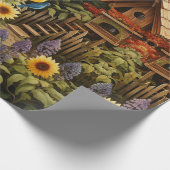 Zonnebloementuin Vogelhuisjes Cadeaupapier (Hoek)