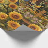 Zonnebloementuin Vogelhuisjes Cadeaupapier (Hoek)