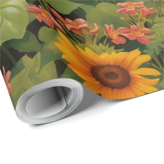 Zonnebloementuin Vogelhuisjes Cadeaupapier (Rol Hoek)