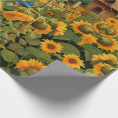 Zonnebloementuin Vogelhuisjes Cadeaupapier (Hoek)