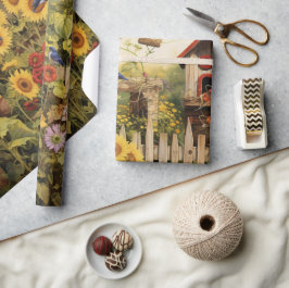 Zonnebloementuin Vogelhuisjes Cadeaupapier