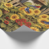 Zonnebloementuin Vogelhuisjes Cadeaupapier (Hoek)