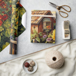 Zonnebloementuin Vogelhuisjes Cadeaupapier