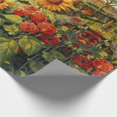 Zonnebloementuin Vogelhuisjes Cadeaupapier (Hoek)