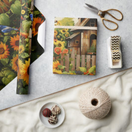 Zonnebloementuin Vogelhuisjes Cadeaupapier