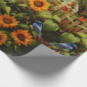 Zonnebloementuin Vogelhuisjes Cadeaupapier (Hoek)