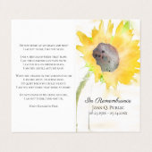 Zonnebloemenvaas Waterverf Begrafenisgebed Visitekaartje (Buitenkant ongevouwen)