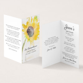 Zonnebloemenvaas Waterverf Begrafenisgebed Visitekaartje