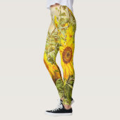 Zonnebloemenveld  Antiek geel ontwerp Leggings (Links)