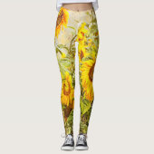 Zonnebloemenveld  Antiek geel ontwerp Leggings (Voorkant)