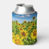 Zonnebloemenveld, zonnige zomerdag. blikjeskoeler (Blikje Voorkant)