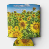 Zonnebloemenveld, zonnige zomerdag. blikjeskoeler (Achterkant)