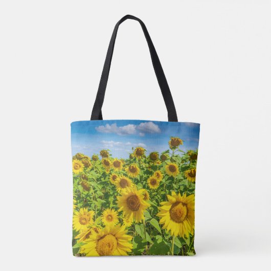 Zonnebloemenveld, zonnige zomerdag. tote bag (Achterkant)